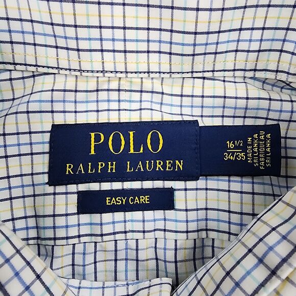 Polo Ralph Lauren Shirt Men 16.5 White Check Long Sleeve Casual Button Up Preppy - Picture 3 of 16